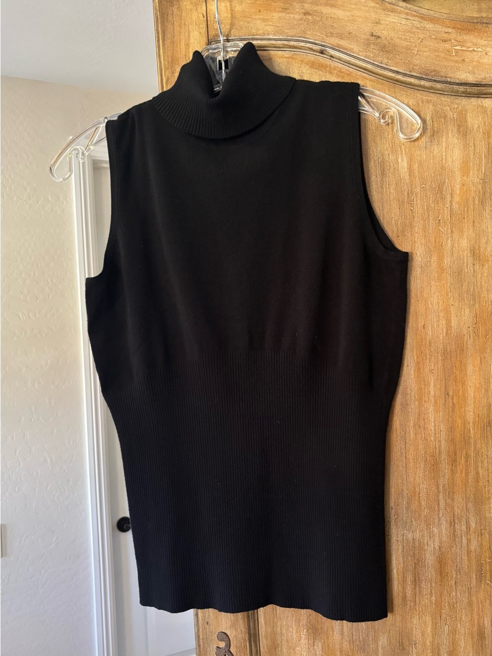 White House Black Market Black Sleeveless Turtleneck Midi Shell